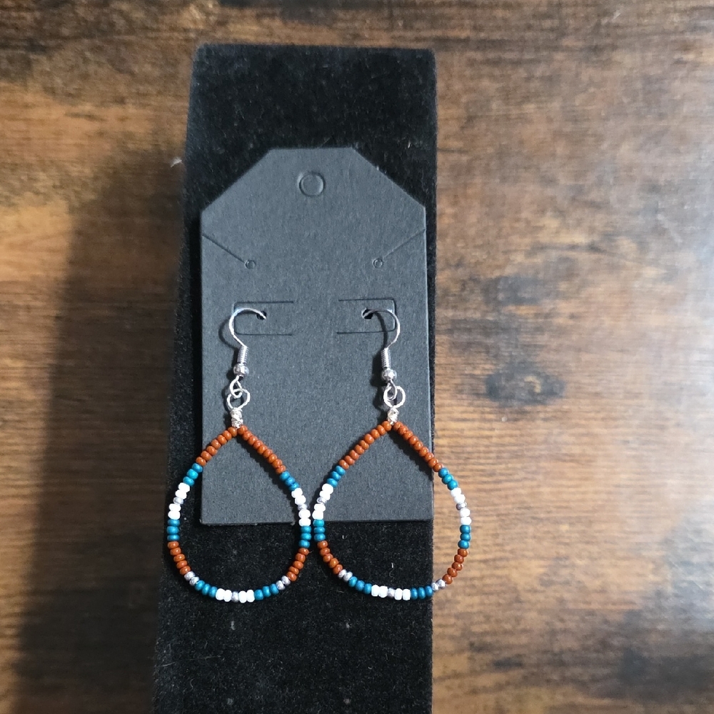 Source Unknown Multicolor Beaded Teardrop Earrings